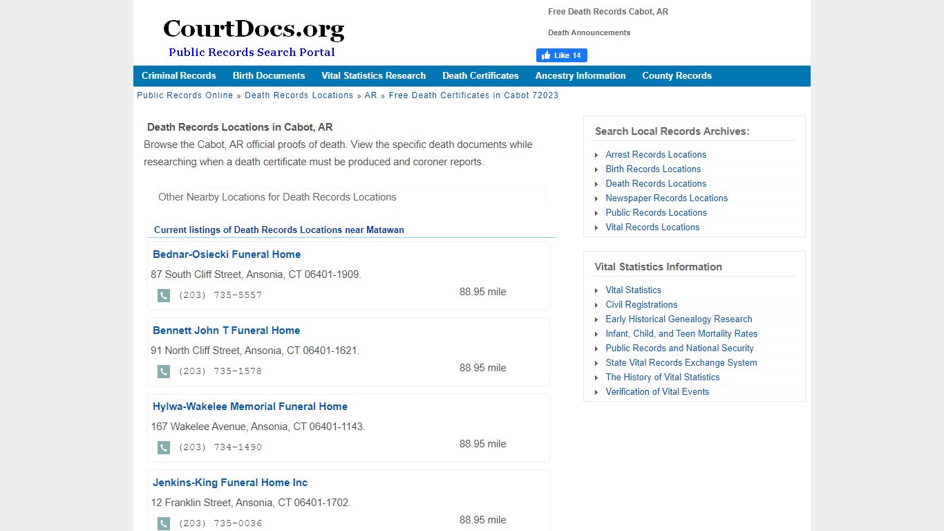 Free Death Records Cabot, AR - Death Announcements